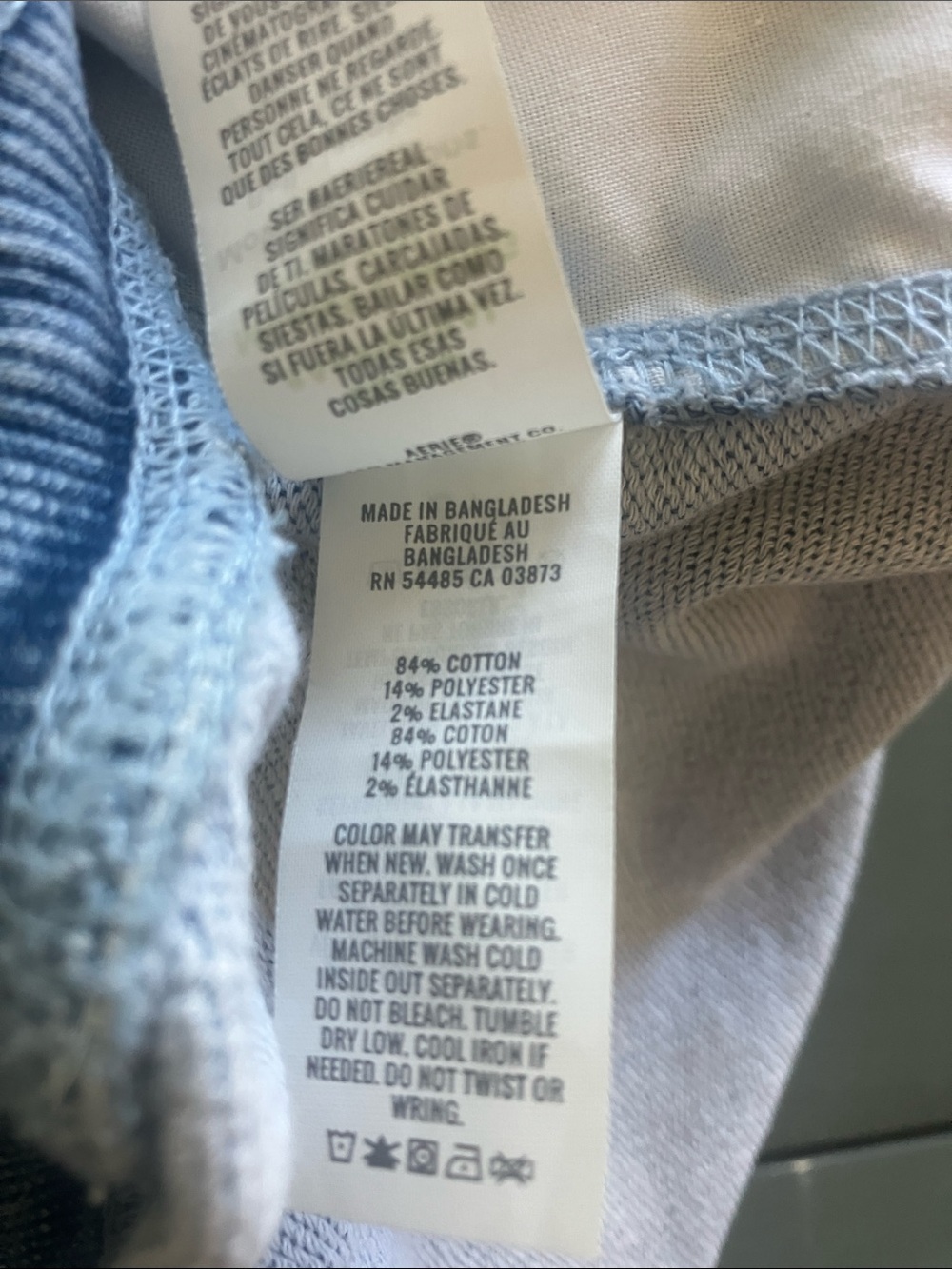 AERIE Real Soft Wide-Leg Jogger Style Blue Denim Pull-On Pants Raw Hem Size L - Picture 12 of 14